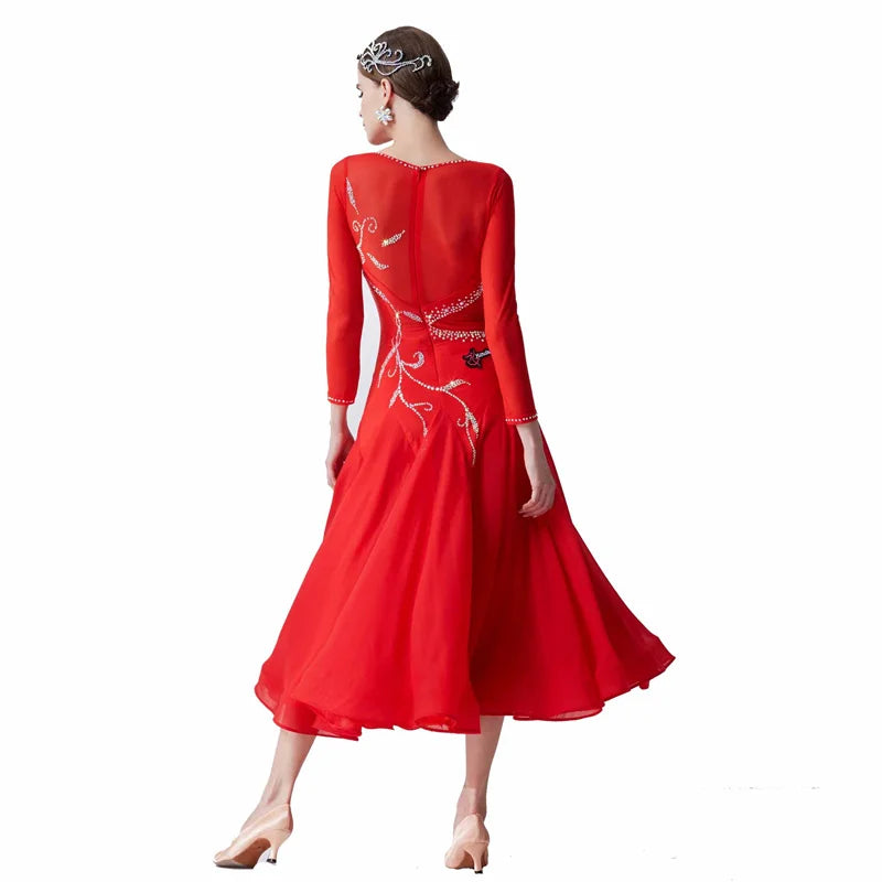 Adult Smooth Ballroom Practice Dress With Long Skirt For Training