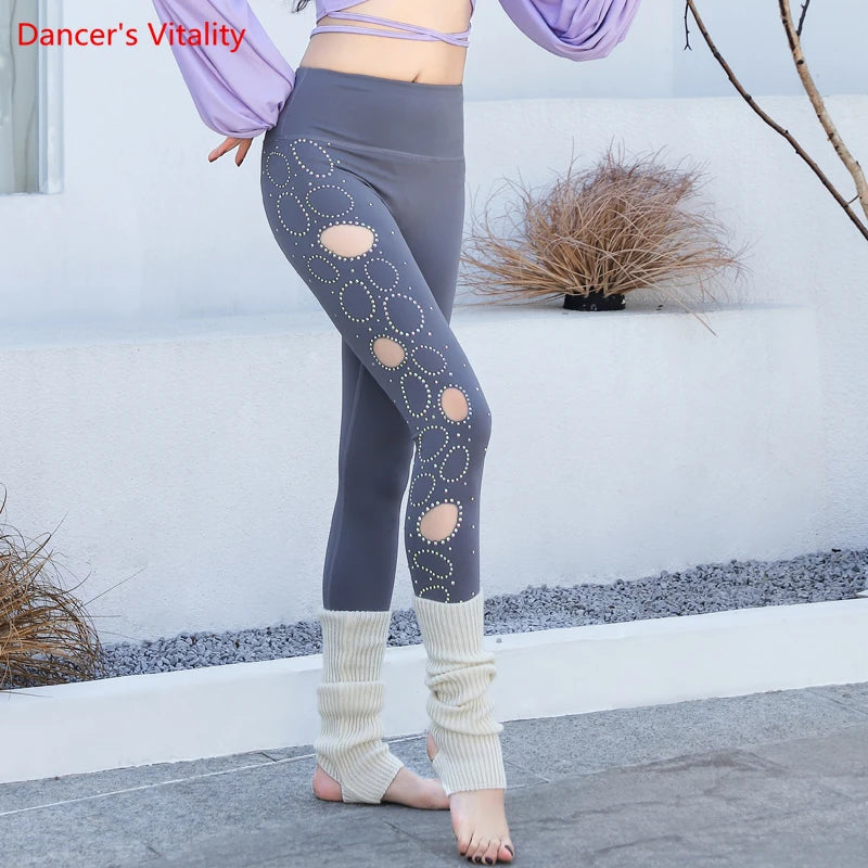 Women's Belly Dance Leggings With Diamond Cutout For Yoga, Gymnastics, And Ballet
