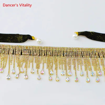 Belly Dance Hip Scarf, Women's Silver Rhinestone Fringe & Teardrop Crystal Tassel Belt, Belly Dance Hip Scarf