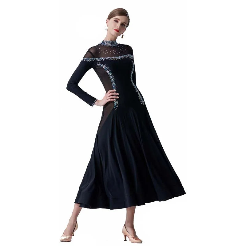 Women's Ballroom Smooth Long Sleeve Practice Dress For Training