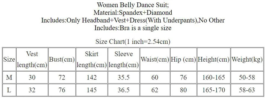 Women's Belly Dance Costume 3-Piece Set With Rhinestone Headband, Top And Long Tassel Skirt For Performance