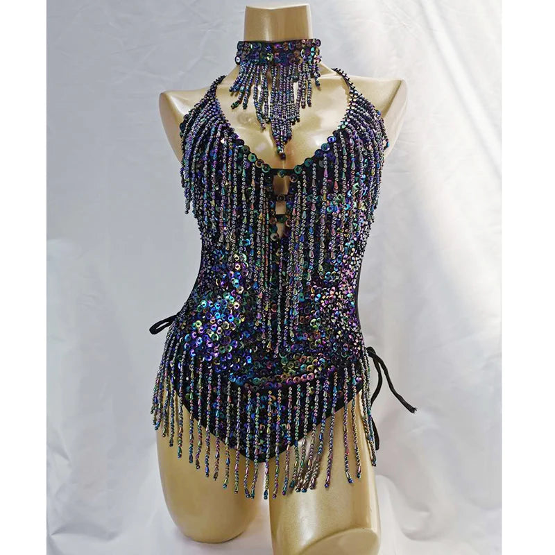 New Style One Piece Leotard Dancewear Bellydance Accessories Sexy Women beading Sequin Bodysuit Belly Dancing Costume Adult BS02
