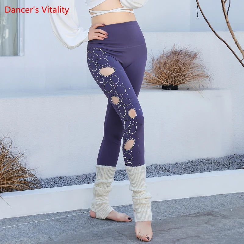 Women's Belly Dance Leggings With Diamond Cutout For Yoga, Gymnastics, And Ballet