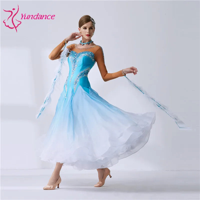 Women's Ballroom Dance Dress Long Sleeve Lace Black For Waltz Tango Competition