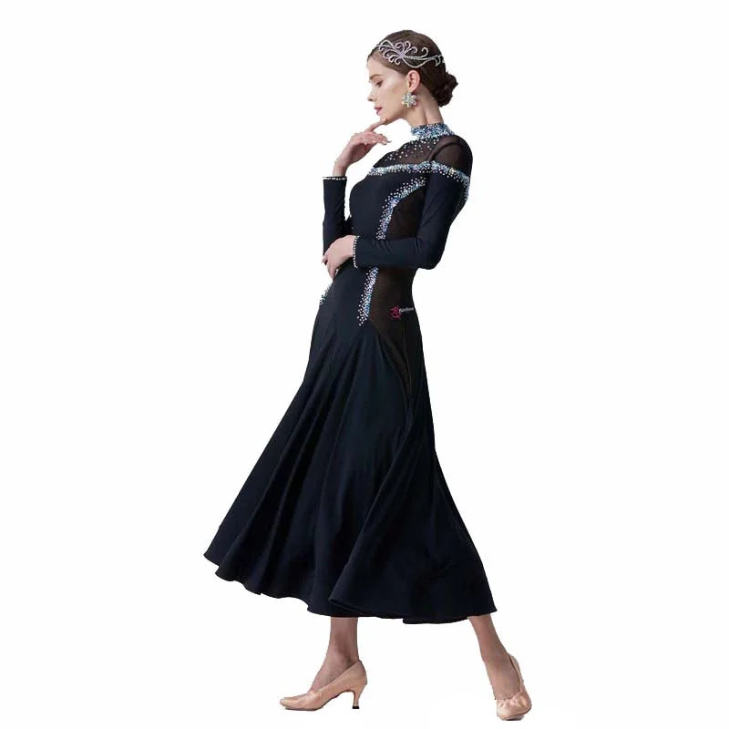Women's Ballroom Smooth Long Sleeve Practice Dress For Training