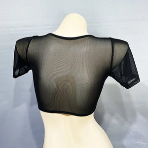 Women's Black Mesh Bell Sleeve Shrug Top for Belly Dance