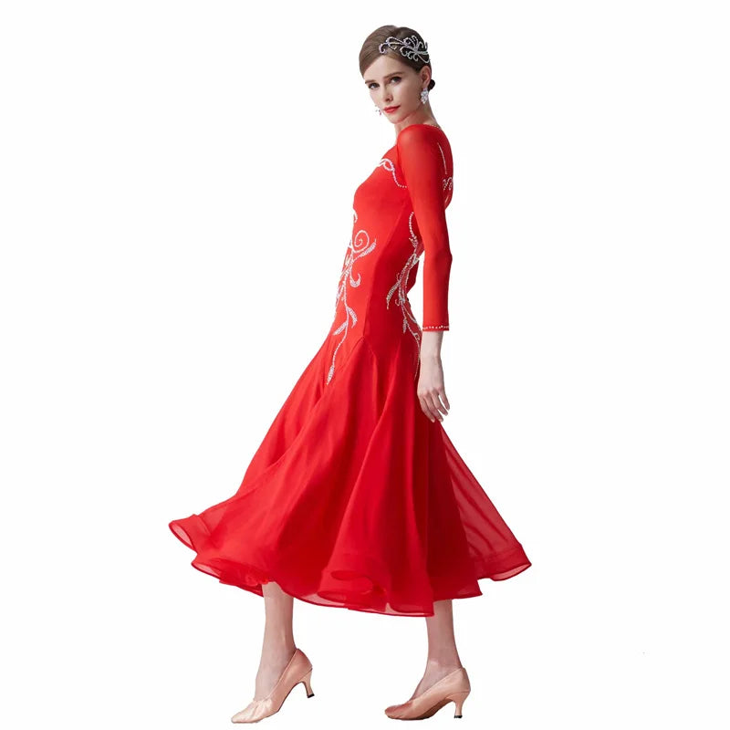 Adult Smooth Ballroom Practice Dress With Long Skirt For Training