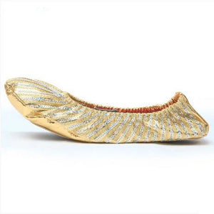 Dance Shoes Women's Gold Sequin Ballet Slippers Soft Sole Practice Flats