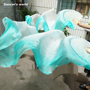 Belly Dance Fan Veils Women's Ombre Silk Bamboo Long Fan Ribs, Belly Dancing Performance Accessory