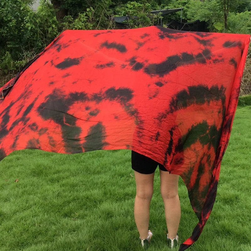 Dance Veil Scarf, Adult, Green & Purple Tie-Dye, Flowy Silk, Belly Dance