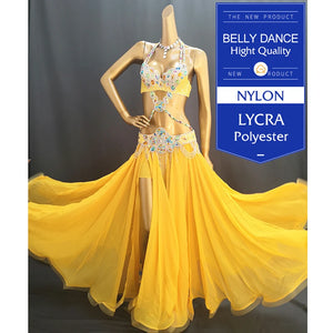 Hot Sale Professional Belly Dance Costume Set for Women Performance Outfit Bollywood Showgirl Dancer Belly Dance Costume clothes TF1732 yellow + sk1905