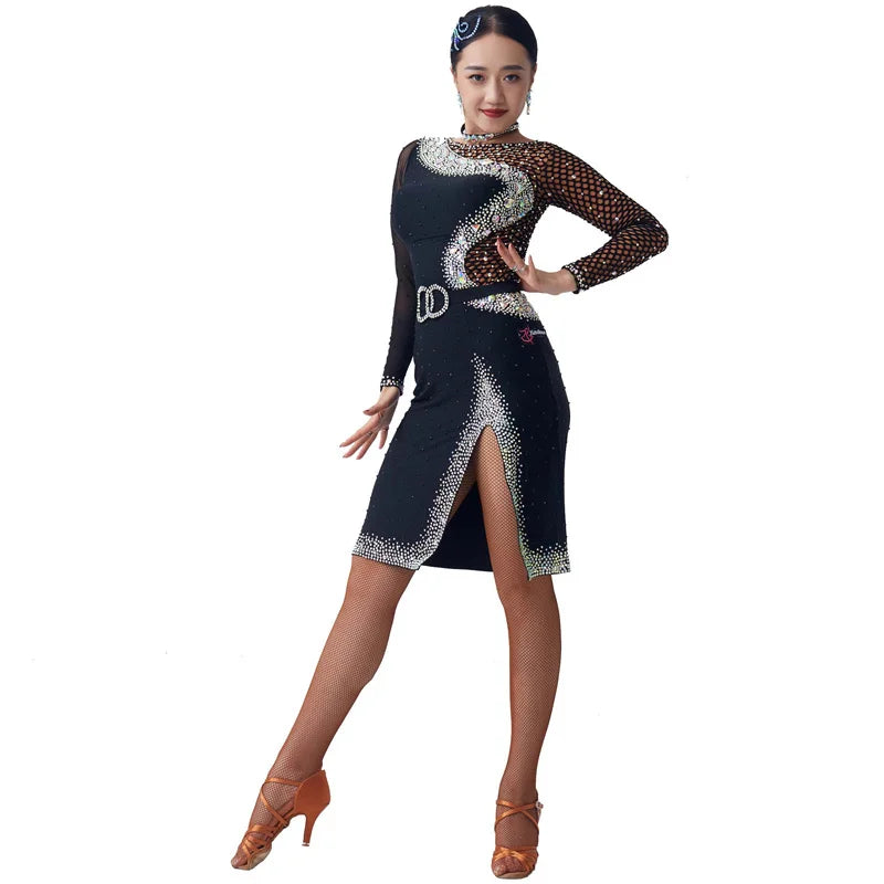Latin Ballroom Competition Dance Dress For Adult Rumba Cha-Cha