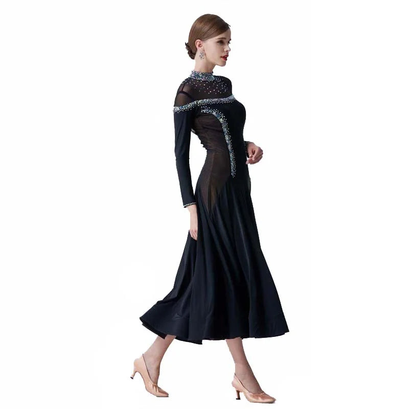 Women's Ballroom Smooth Long Sleeve Practice Dress For Training