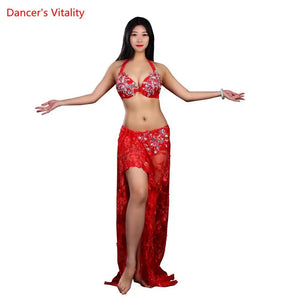 Belly Dance Female Child Adult Temperament Rhinestone Bra Suit Performance Clothes High-end Custom Competition Long Skirt