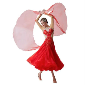 Women's Standard Ballroom Waltz Dress With Rhinestones In Multicolor For Competition Performance