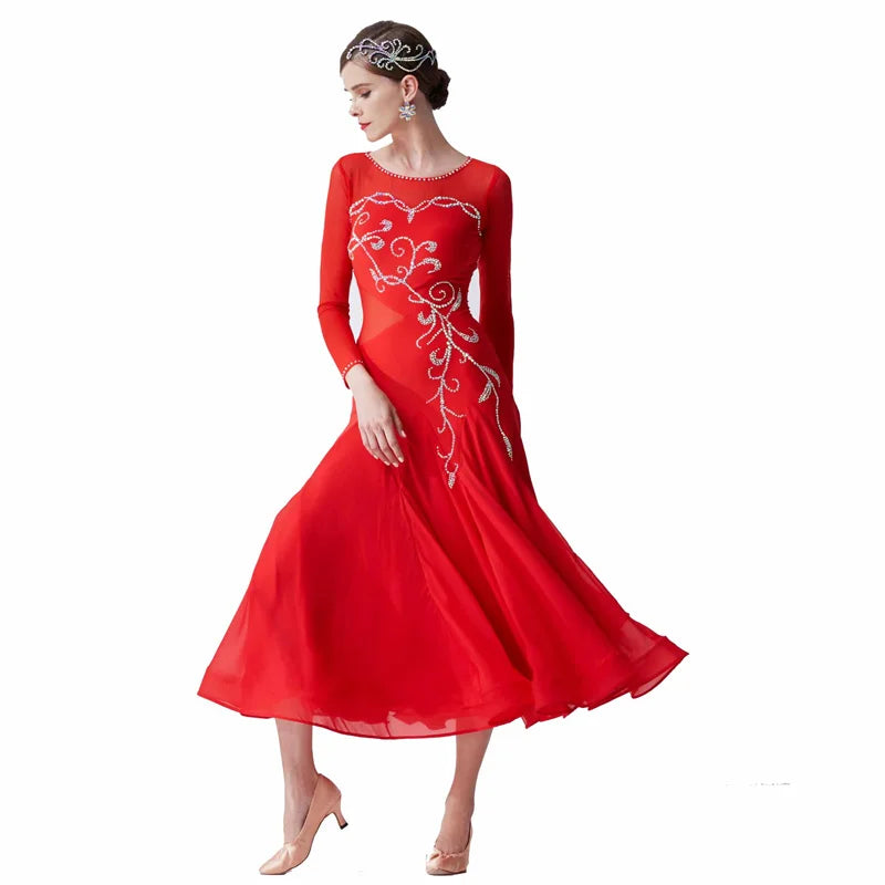 Adult Smooth Ballroom Practice Dress With Long Skirt For Training