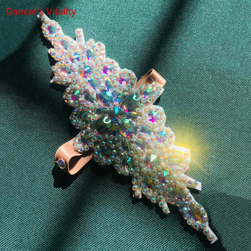 Rhinestone Applique for Dance Costumes, Iridescent Crystal Embellishment, Ballroom Dance Accessory