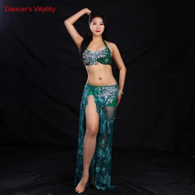 Belly Dance Female Child Adult Temperament Rhinestone Bra Suit Performance Clothes High-end Custom Competition Long Skirt