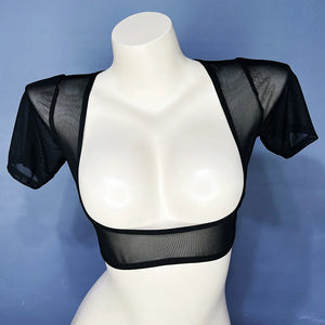Women's Black Mesh Bell Sleeve Shrug Top for Belly Dance