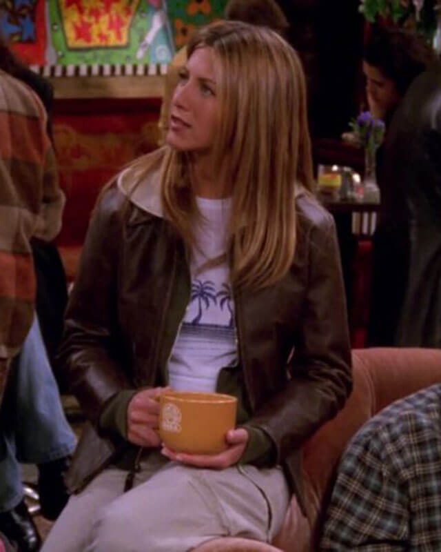 Friends S06 Rachel Green Brown Leather Jacket Iconic Sitcom Fashion