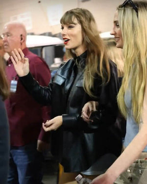 Kansas City Chiefs Taylor Swift Black Leather Jacket for Stylish Women