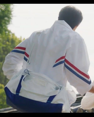 Lovely Runner Ryu Sun-Jae White Jacket with Red and Blue Stripes