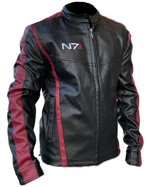 ME3 Commander Shepard N7 Black and Red Leather Jacket
