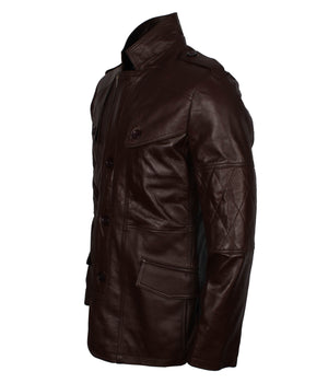 Sheepskin Dark Brown Leather Coat Men's Fashion Outerwear