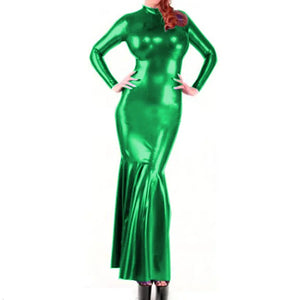 Metallic Long Sleeve Mermaid Bodycon Maxi Dress Women Summer Elegant Outfits Ladies Birthday Party Clubwear Multi-Color