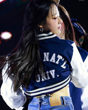 Seoul National University Varsity Jacket Blue and White