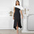 Elegant Contrast Asymmetrical Dress with Draped Shoulder Detail for Parties