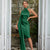 Emerald Green Sleeveless Halter Neck Backless Dress with Ribbon Detail