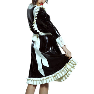 Anime French Maid Costume Uniform Long Sleeve Dress with White Ruffle Apron Multi-Color Cosplay Lingerie Plus Size 7XL