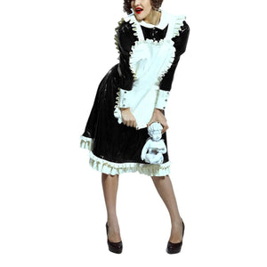 Anime French Maid Costume Uniform Long Sleeve Dress with White Ruffle Apron Multi-Color Cosplay Lingerie Plus Size 7XL