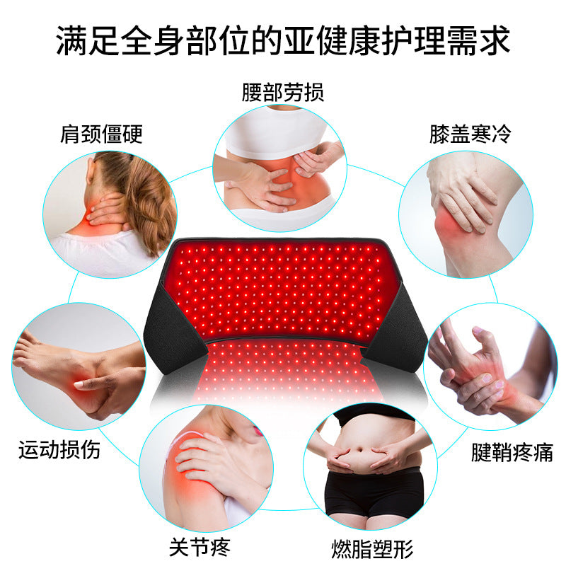 Red Light Vibration Massage Therapy Belt Heating Waist Support Infrared Light Therapy Belt