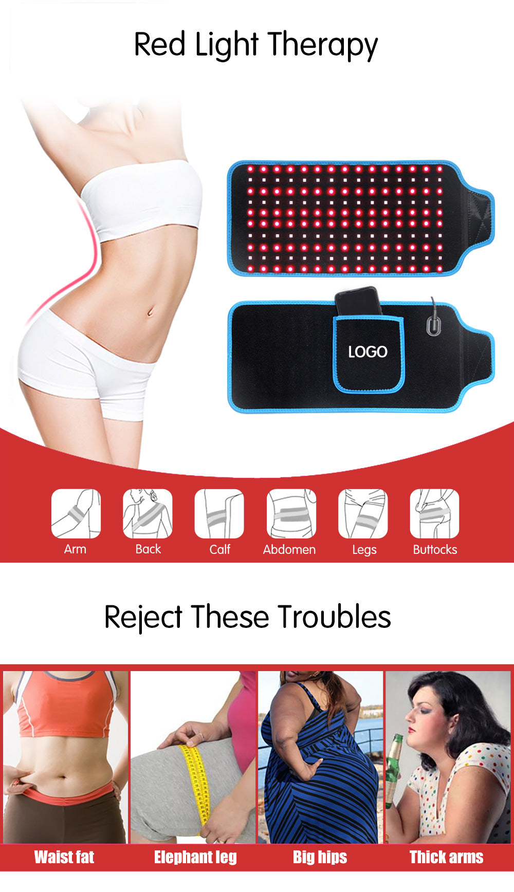 Led Red Light Therapy Belt Waist Trainer Slimming Belt For Weight Loss