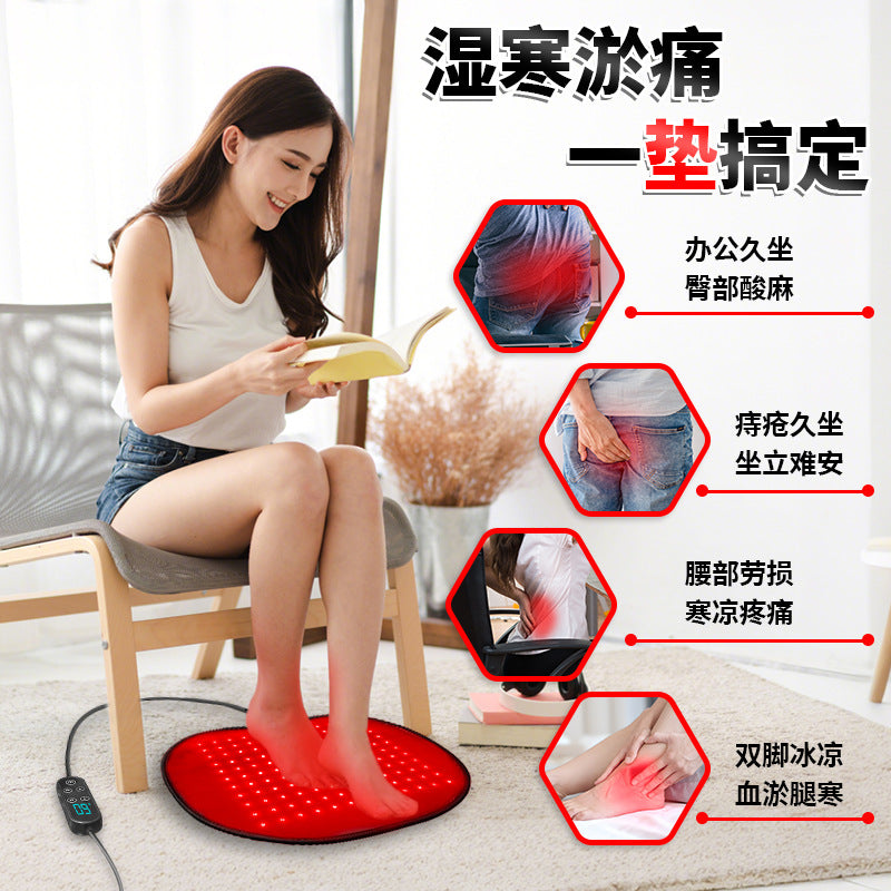 128 Led Multi Level Temperature Adjustable Pulse Red Light Infrared Therapy Heating Pad Seat Cushion Foot Mat