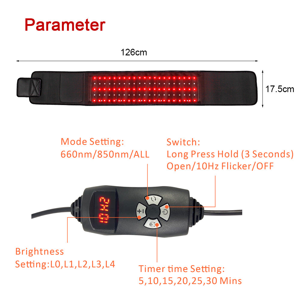 Red Light Heating Massage Belt Electric Heat Therapy Waist Support Pain Relief Lumbar Warmth
