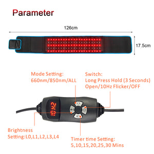 Led Red Light Therapy Belt For Women Infrared Heating Massage Waist Pain Relief 105 Beads Black