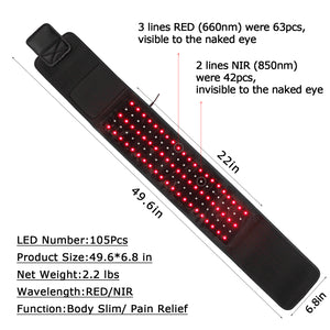 660nm 850nm Red Light Therapy Belt For Pain Relief Weight Loss Infrared Beauty Salon Pulse Treatment Device