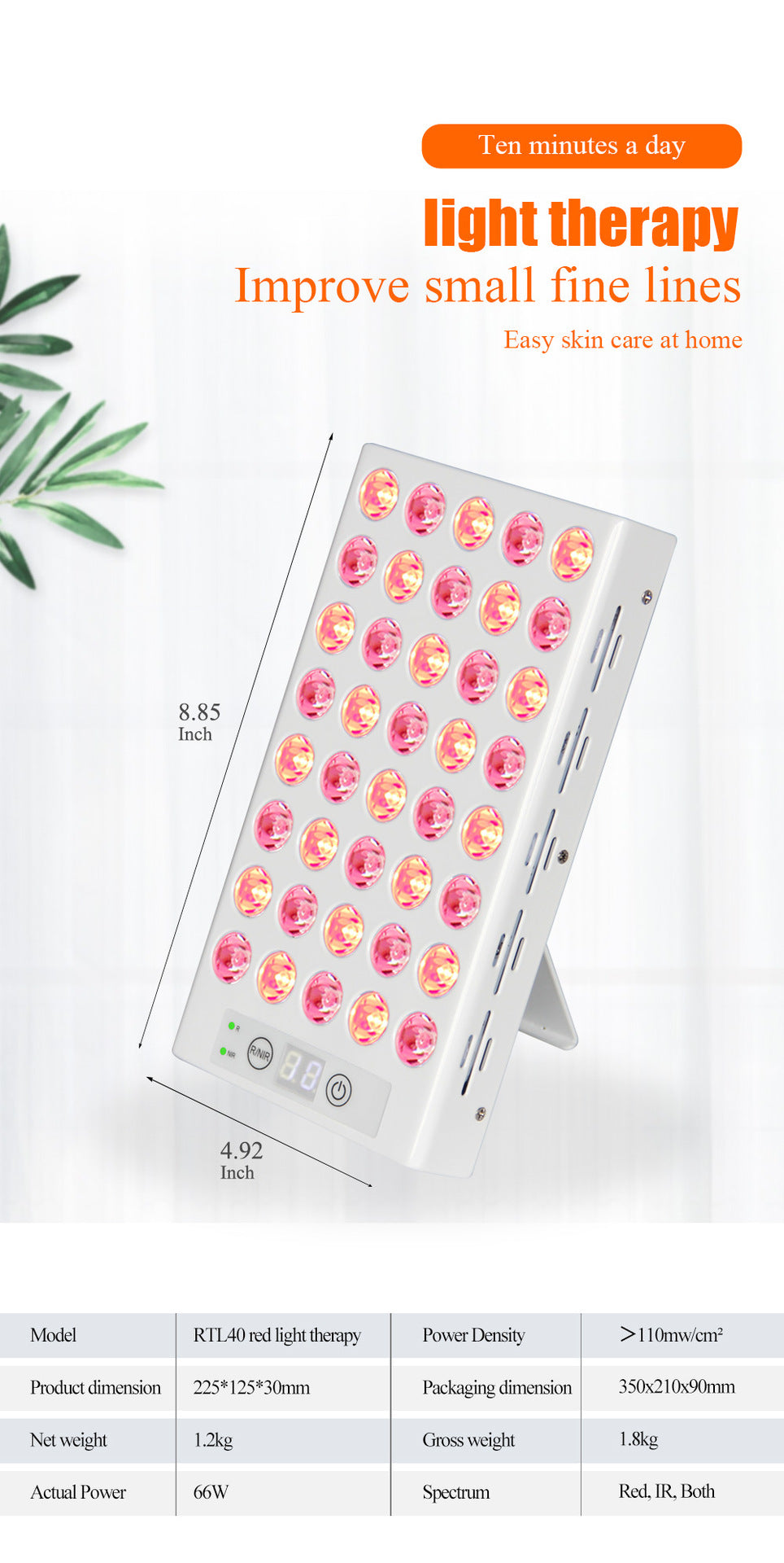 Portable Red Light Therapy Lamp Led Infrared Beauty Light Stand