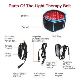Led Red Light Therapy Belt For Women Infrared Heating Massage Waist Pain Relief 105 Beads Black