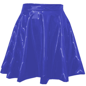 Multicolor Punk Gothic Shiny PVC Leather High Waist A-line Mini Skirt for Women Party Clubwear Kawaii Style