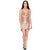 Rose Gold Sequin Mini Dress with Chain Halter Neckline and Backless Design for Summer Parties