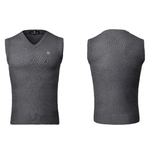 Men's Navy Blue, Black, and Gray V-Neck Sleeveless Knit Sweater Vest for Ballroom Dance