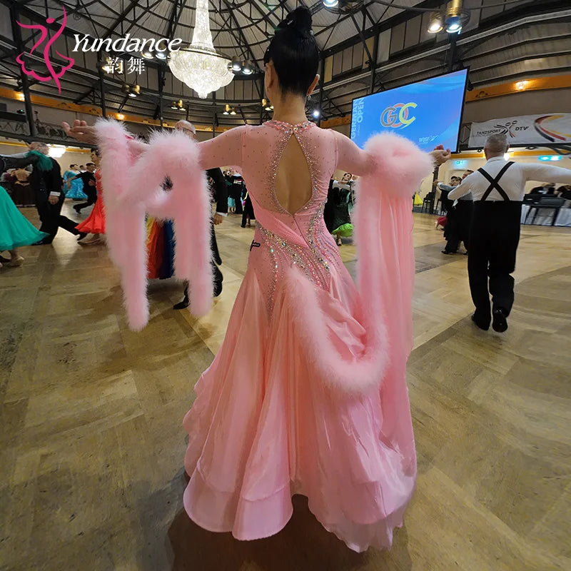 Women's Standard Ballroom Waltz Competition Dress With Rhinestones Multicolor