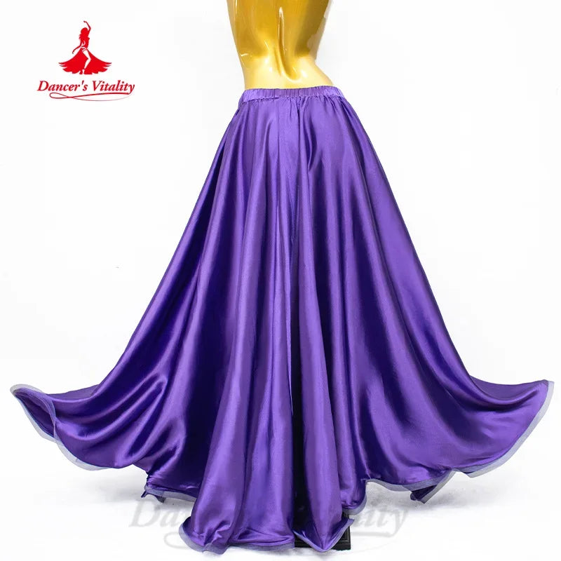 Women's And Kids Belly Dance Long Satin Skirt With Side Slit For Practice