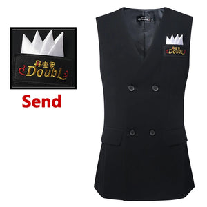 Men's Black V-Neck Button-Up Vest with Pockets for Ballroom Dance