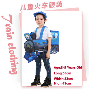 Kids' Red Race Car, Yellow School Bus, Blue Train Carrier Costume for Playtime