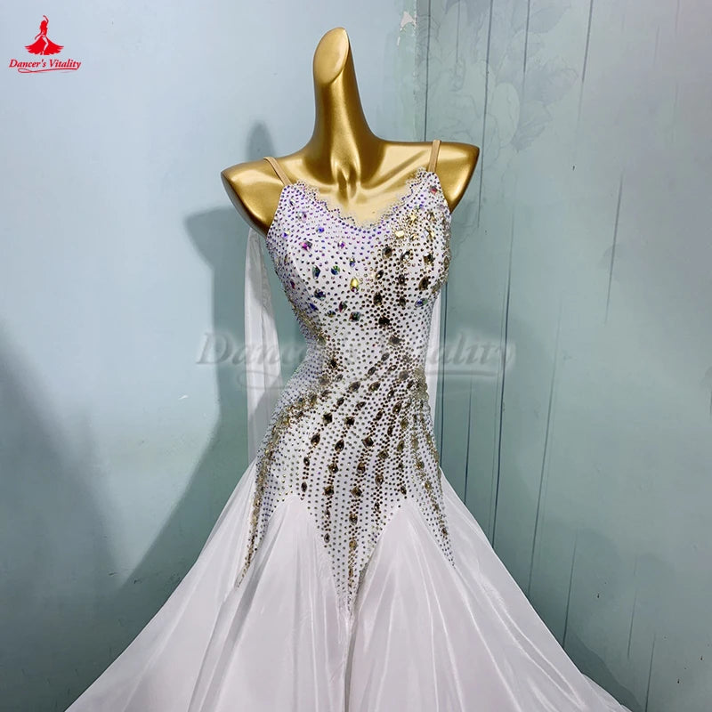 Women's Ballroom Dance Dress With AB Rhinestones For Waltz, Foxtrot, Tango Competitions Custom Made